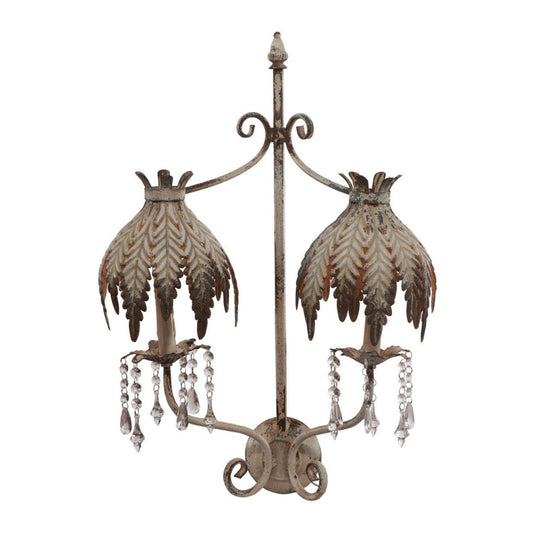 A&B Home 18" x 25" Bundle of 15 Distressed White With Crystal Accent Two-Armed Wall Light