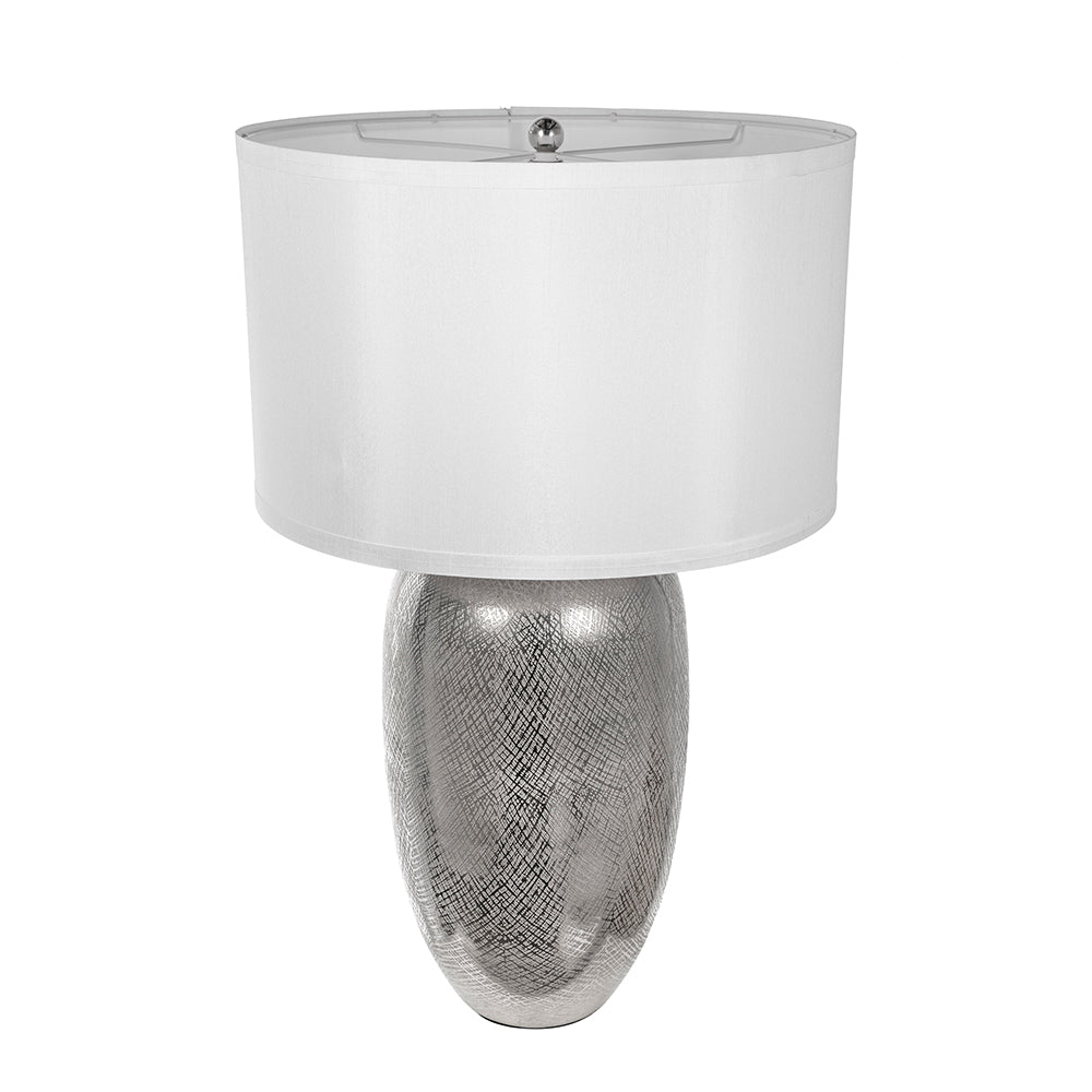 A&B Home 18" x 30" Bundle of Round 8 Silver Base Table Lamp With White Drum-Shaped Shade