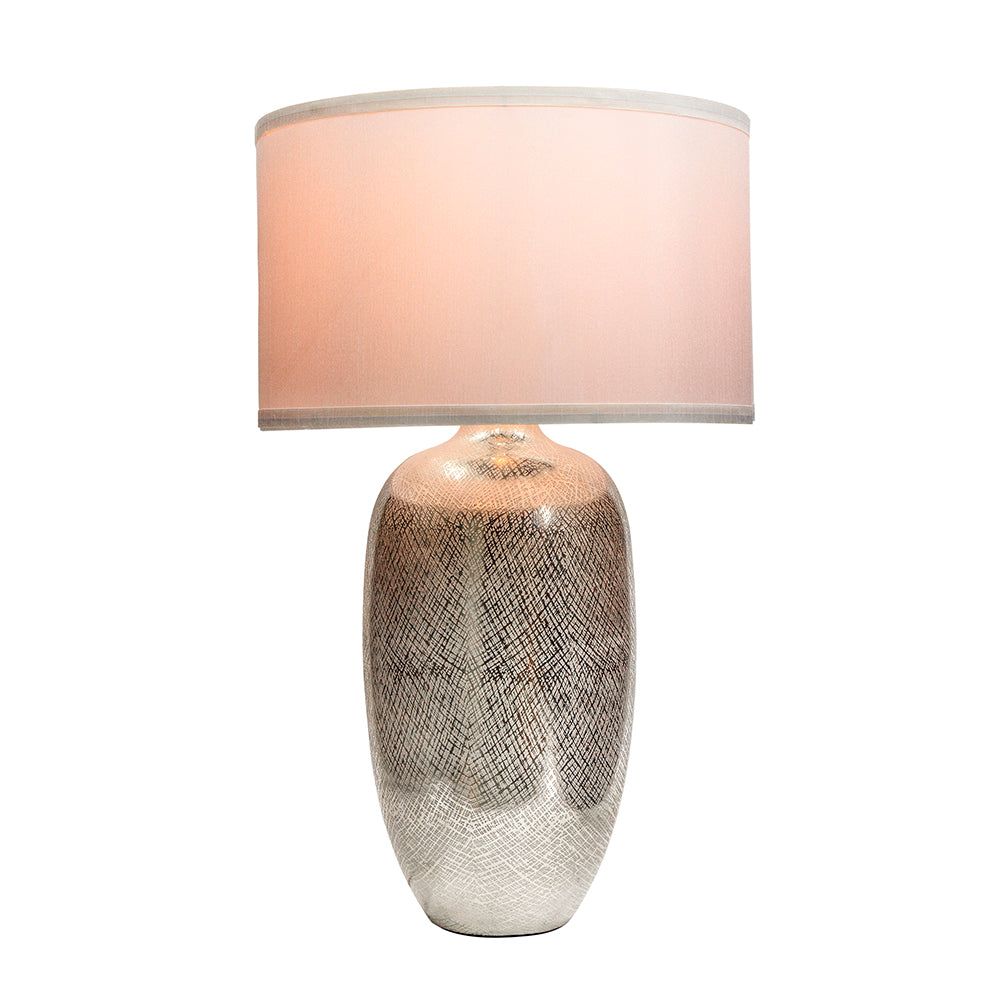 A&B Home 18" x 30" Bundle of Round 8 Silver Base Table Lamp With White Drum-Shaped Shade