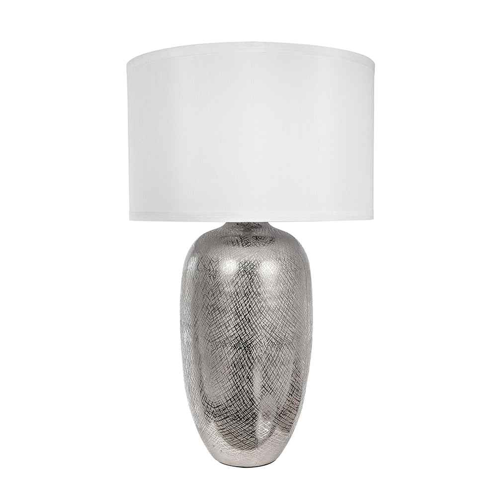A&B Home 18" x 30" Bundle of Round 8 Silver Base Table Lamp With White Drum-Shaped Shade