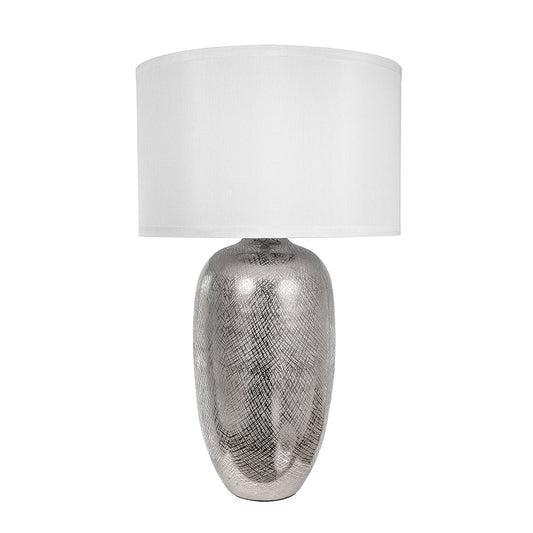 A&B Home 18" x 30" Bundle of Round 8 Silver Base Table Lamp With White Drum-Shaped Shade