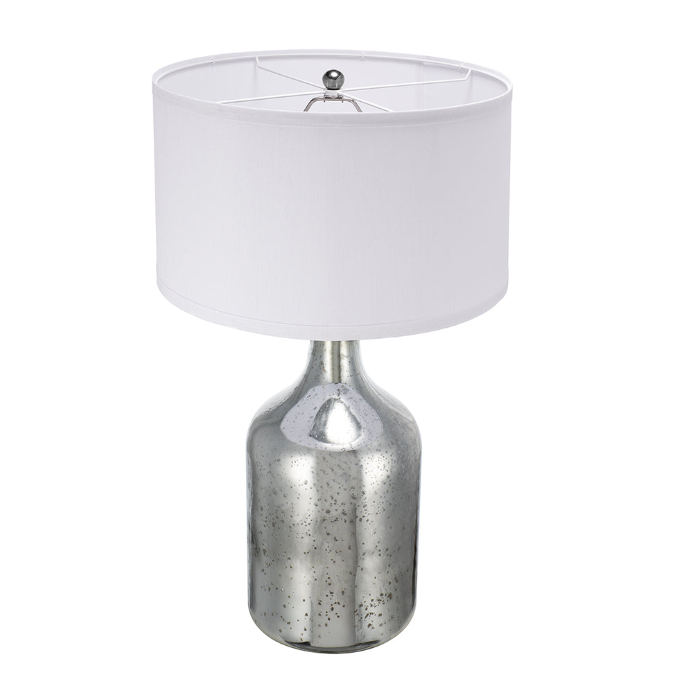 A&B Home 18" x 32" Bundle of 9 Silver Round Table Lamp with White Fabric Shade