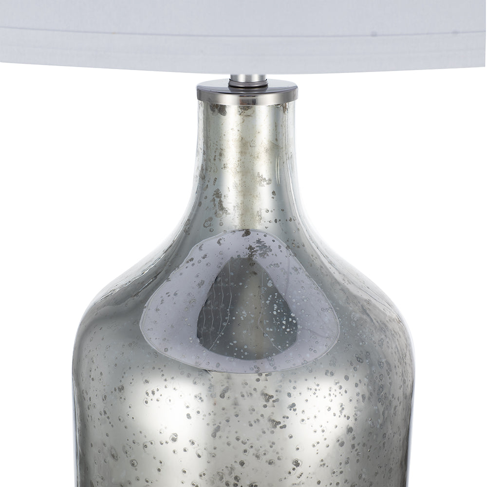 A&B Home 18" x 32" Bundle of 9 Silver Round Table Lamp with White Fabric Shade