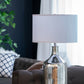 A&B Home 18" x 32" Bundle of 9 Silver Round Table Lamp with White Fabric Shade