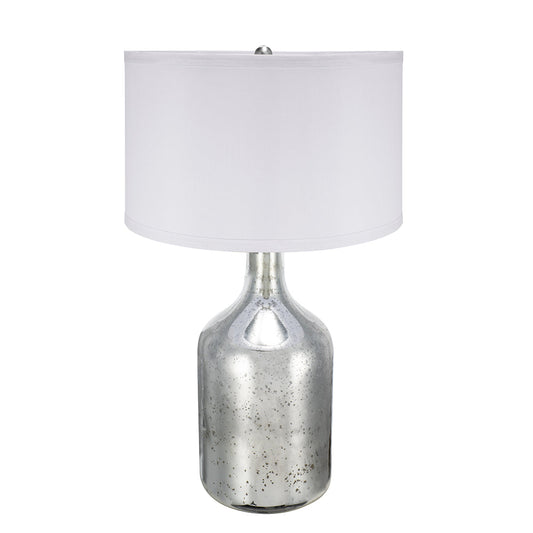 A&B Home 18" x 32" Bundle of 9 Silver Round Table Lamp with White Fabric Shade