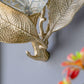 A&B Home 19" x 11" Gold and White Three-Delicate Leaves Design Table Lamp