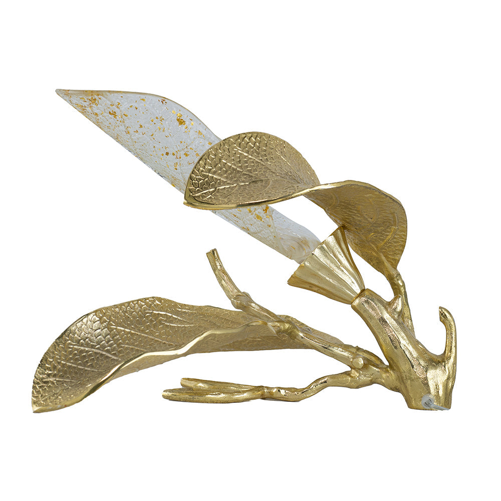 A&B Home 19" x 11" Gold and White Three-Delicate Leaves Design Table Lamp