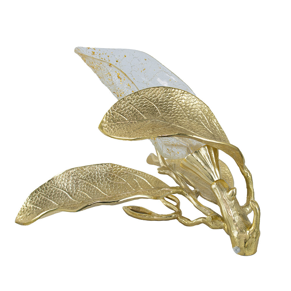 A&B Home 19" x 11" Gold and White Three-Delicate Leaves Design Table Lamp