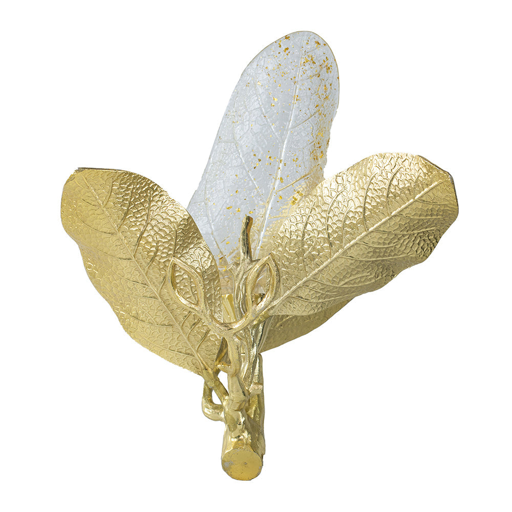 A&B Home 19" x 11" Gold and White Three-Delicate Leaves Design Table Lamp