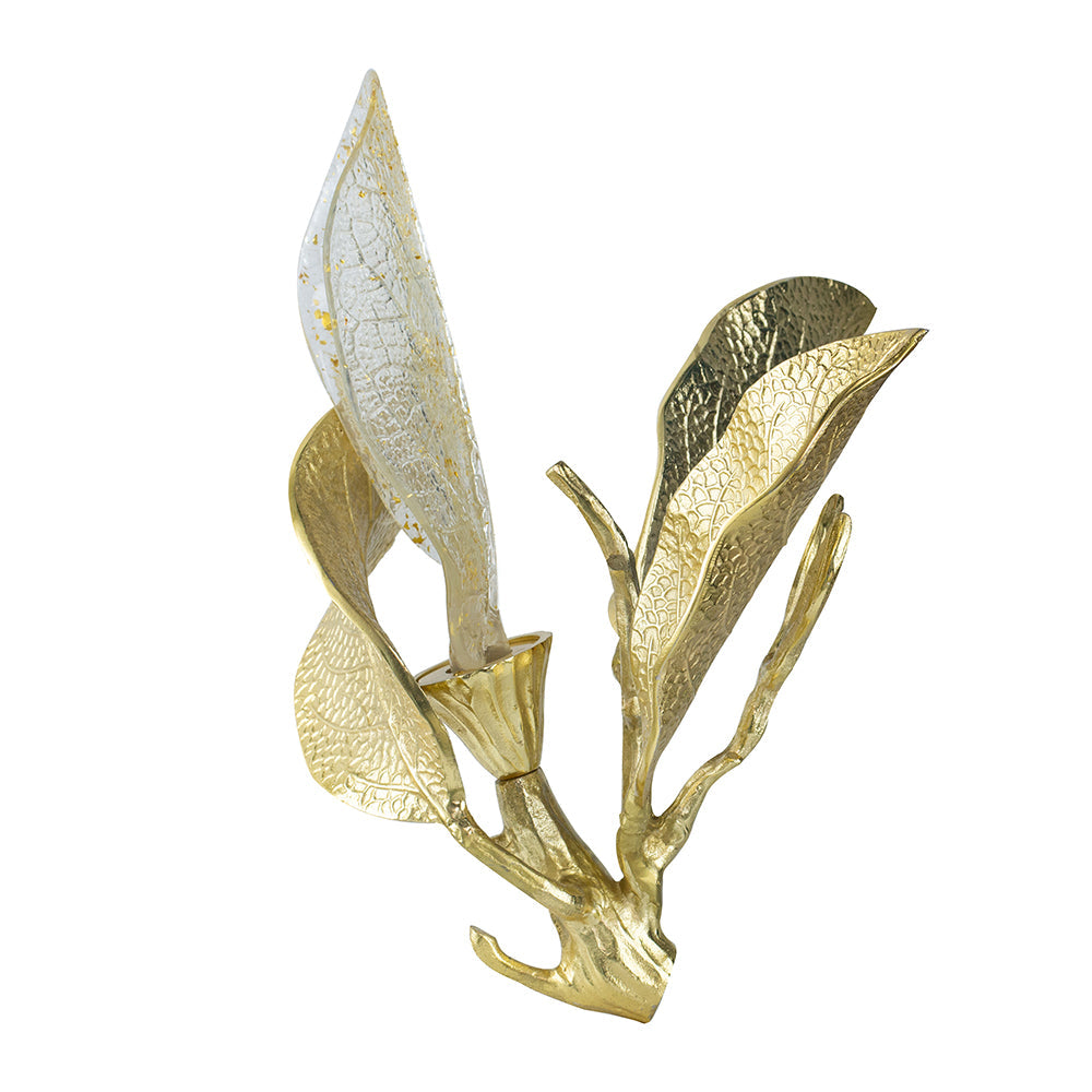 A&B Home 19" x 11" Gold and White Three-Delicate Leaves Design Table Lamp