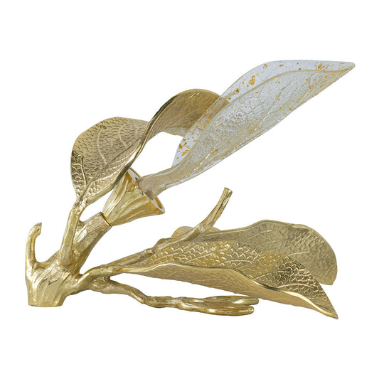A&B Home 19" x 11" Gold and White Three-Delicate Leaves Design Table Lamp