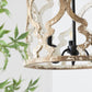 A&B Home 19" x 23" 3-Light Whitewash Wooden Chandelier With Black Metal Fixture