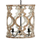 A&B Home 19" x 23" 3-Light Whitewash Wooden Chandelier With Black Metal Fixture