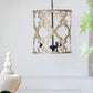 A&B Home 19" x 23" 3-Light Whitewash Wooden Chandelier With Black Metal Fixture