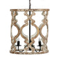 A&B Home 19" x 23" 3-Light Whitewash Wooden Chandelier With Black Metal Fixture