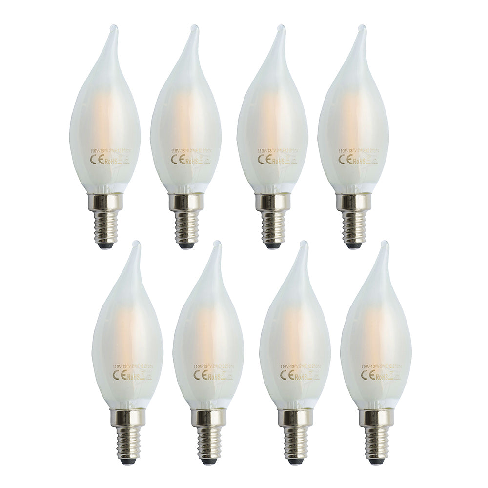 A&B Home 2" x 5" Set of 8 Bundle of 68 Edison C35 Matte White Led Bulb 2 Watts