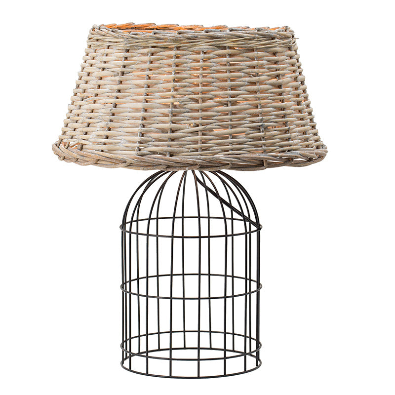A&B Home 20" x 24" Bundle of 10 Round Black Cage Metal Base With Natural Rattan Shade