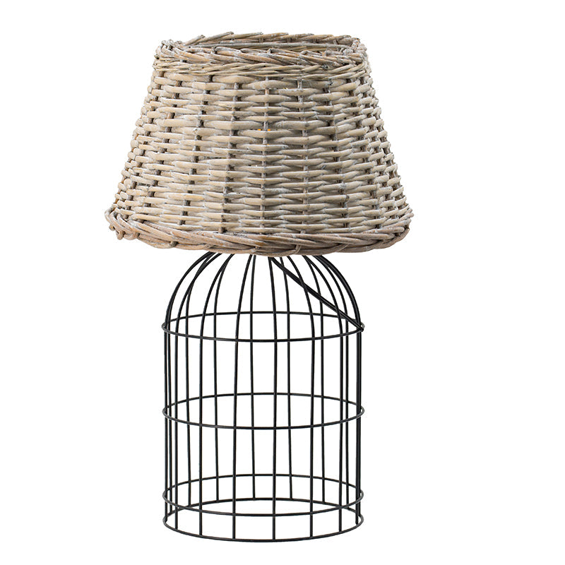 A&B Home 20" x 24" Bundle of 10 Round Black Cage Metal Base With Natural Rattan Shade