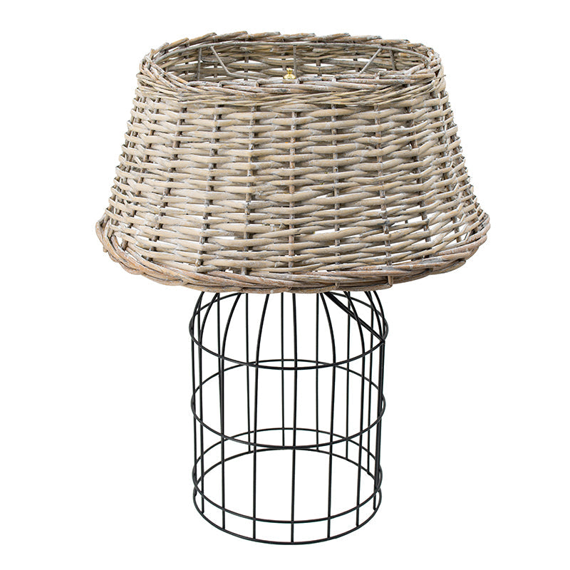 A&B Home 20" x 24" Bundle of 10 Round Black Cage Metal Base With Natural Rattan Shade