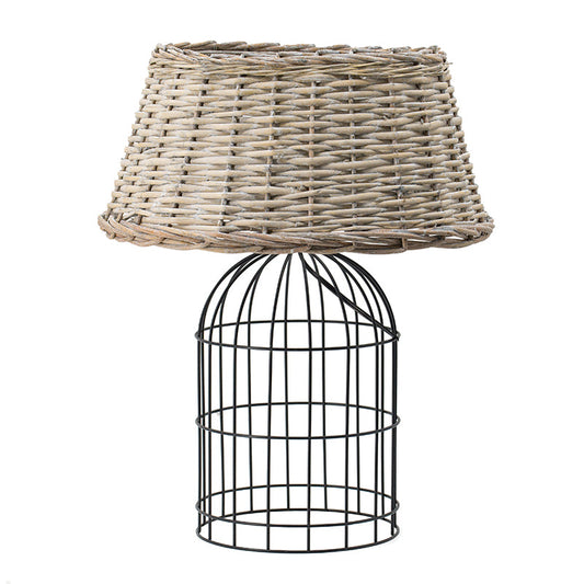 A&B Home 20" x 24" Bundle of 10 Round Black Cage Metal Base With Natural Rattan Shade