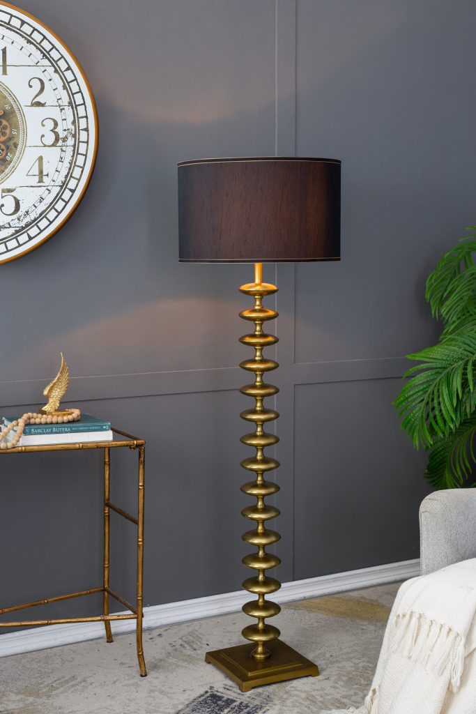 A&B Home 20" x 69" Bundle of 4 Gold and Black Floor Lamp With Contemporary Disc Design