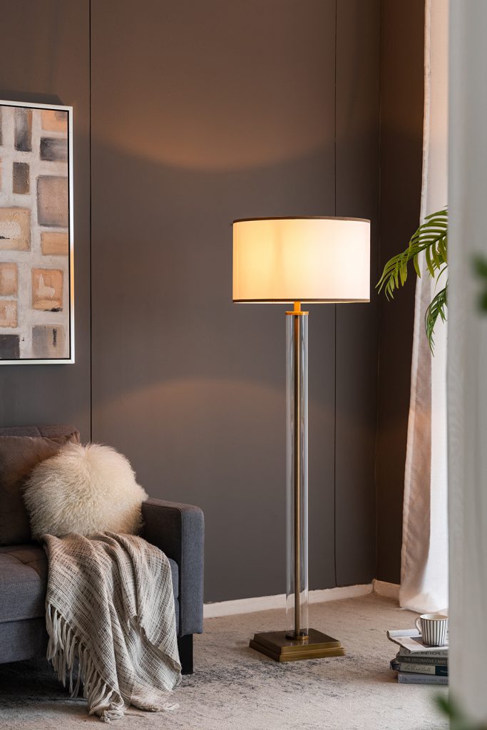 A&B Home 20" x 72" Bundle of 6 Bronze and White Floor Lamp with Glass Cylinder Design