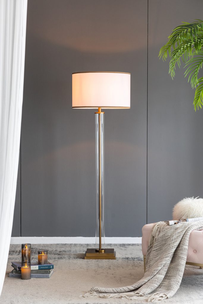 A&B Home 20" x 72" Bundle of 6 Bronze and White Floor Lamp with Glass Cylinder Design