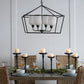 A&B Home 26" x 22" 4-Light Geometric Shape Black Metal Frame and Opaque Glass Chandelier