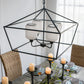 A&B Home 26" x 22" 4-Light Geometric Shape Black Metal Frame and Opaque Glass Chandelier