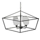 A&B Home 26" x 22" 4-Light Geometric Shape Black Metal Frame and Opaque Glass Chandelier
