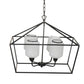 A&B Home 26" x 22" 4-Light Geometric Shape Black Metal Frame and Opaque Glass Chandelier