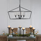 A&B Home 26" x 22" 4-Light Geometric Shape Black Metal Frame and Opaque Glass Chandelier
