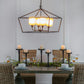 A&B Home 26" x 22" 4-Light Geometric Shape Black Metal Frame and Opaque Glass Chandelier