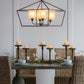 A&B Home 26" x 22" 4-Light Geometric Shape Black Metal Frame and Opaque Glass Chandelier