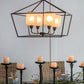 A&B Home 26" x 22" 4-Light Geometric Shape Black Metal Frame and Opaque Glass Chandelier