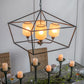 A&B Home 26" x 22" 4-Light Geometric Shape Black Metal Frame and Opaque Glass Chandelier