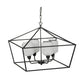 A&B Home 26" x 22" 4-Light Geometric Shape Black Metal Frame and Opaque Glass Chandelier