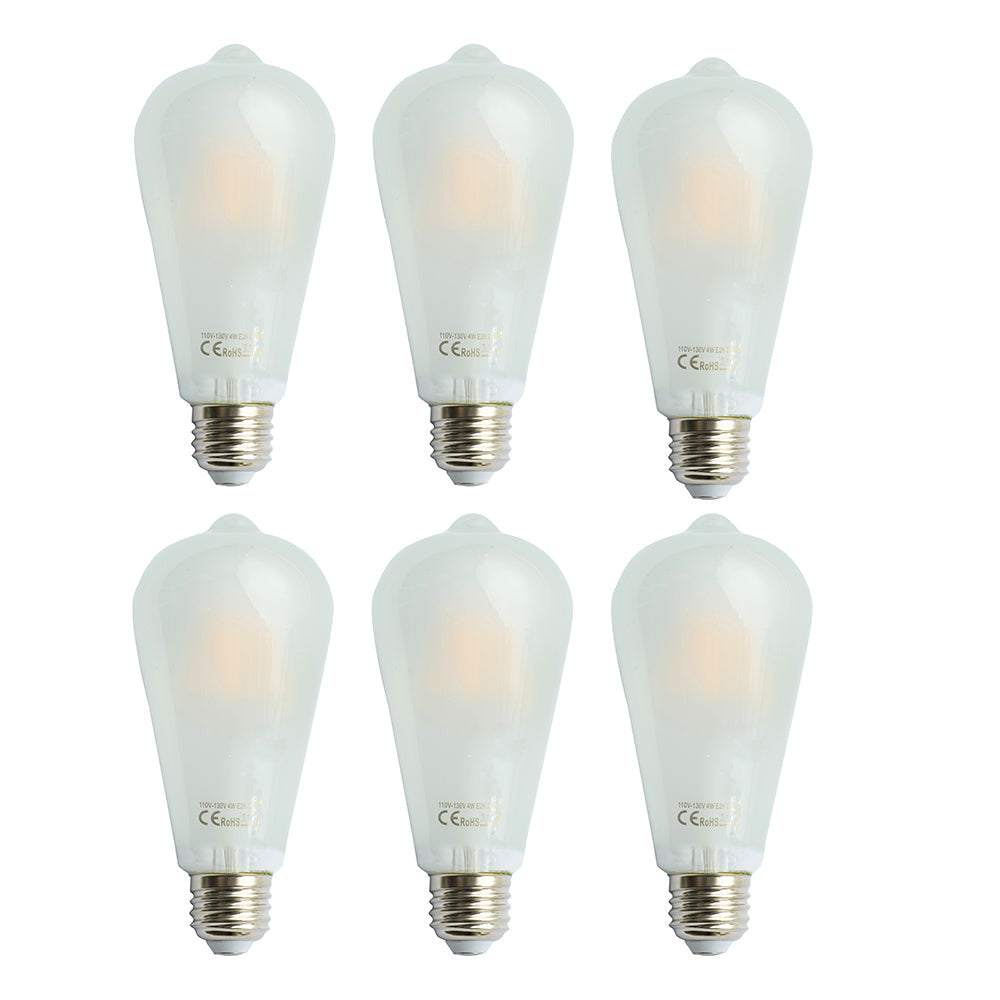 A&B Home 3" x 6" Set of 6 ST64 Matte White Filament Led Bulb 4 Watts