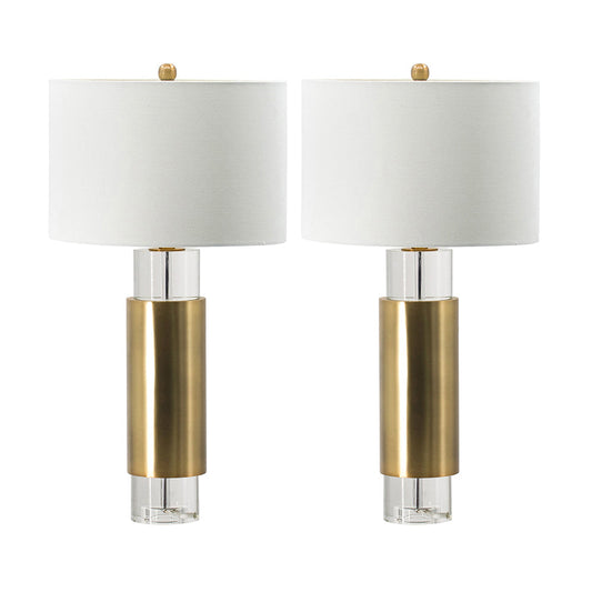 A&B Home 30" x 29" Bundle of 6 Set of Two Brass Tone Metal and Clear Crystal Table Lamp