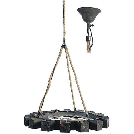 A&B Home 30" x 3" Round Black Iron Chandelier