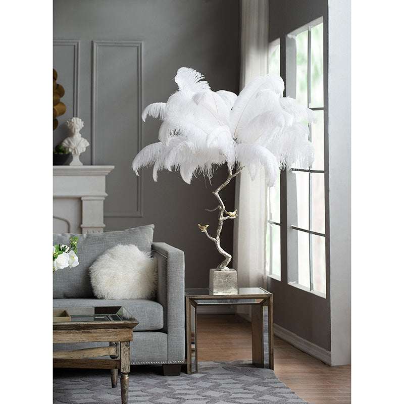 A&B Home 51" x 43" Bundle of 2 White Feather Table Lamp
