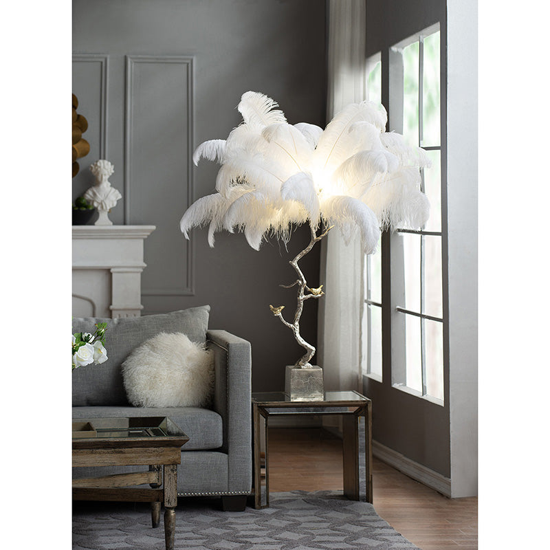 A&B Home 51" x 43" Bundle of 2 White Feather Table Lamp