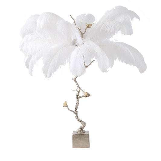 A&B Home 51" x 43" Bundle of 2 White Feather Table Lamp