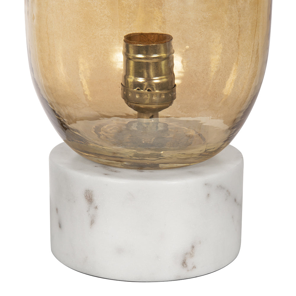 A&B Home 6" x 15" Bundle of 21 Curved Flute-Shaped Gold Luster Glass Table Lamp With White Marble Base
