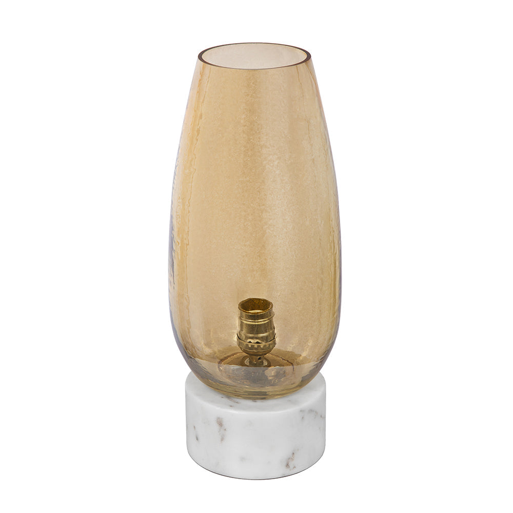 A&B Home 6" x 15" Bundle of 21 Curved Flute-Shaped Gold Luster Glass Table Lamp With White Marble Base