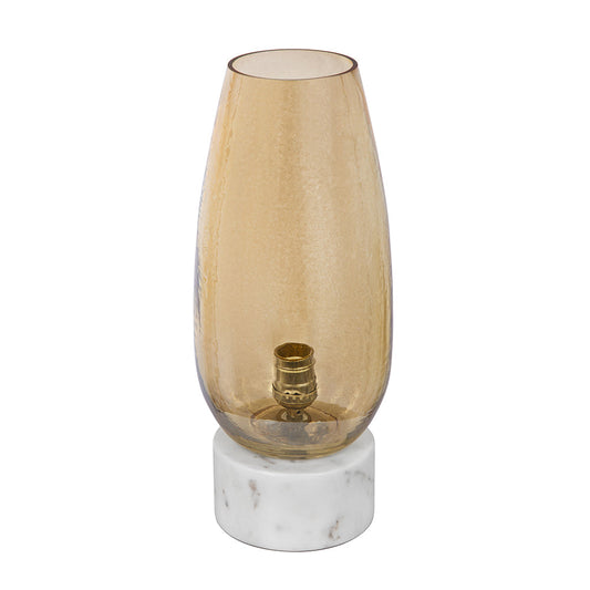 A&B Home 6" x 15" Bundle of 21 Curved Flute-Shaped Gold Luster Glass Table Lamp With White Marble Base