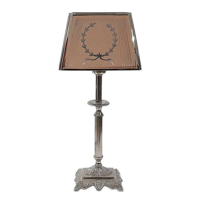 A&B Home 7" x 17" Bundle of 18 Nickel Square Pedestal Base With Laurel Wreath Print Shade Table Lamp
