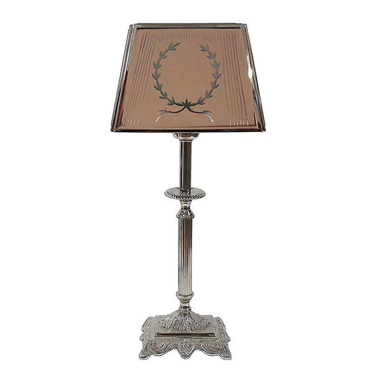 A&B Home 7" x 17" Bundle of 18 Nickel Square Pedestal Base With Laurel Wreath Print Shade Table Lamp