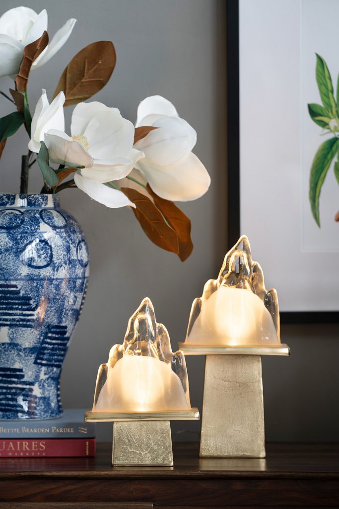 A&B Home 8" x 15" Bundle of 23 Gold Pedestal Base Ice Mountain Table Lamp