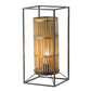 A&B Home 9" x 20" Brass Cylindrical Accent With Rectangular Black Metal Frame Table Lamp